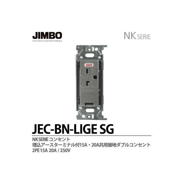 NKシリーズ適合 埋込アースターミナル付15A/20A共用接地コンセント 10個入 JEC-BN-ITGE PW-10 lumiere10_jec-bn-lige-sg