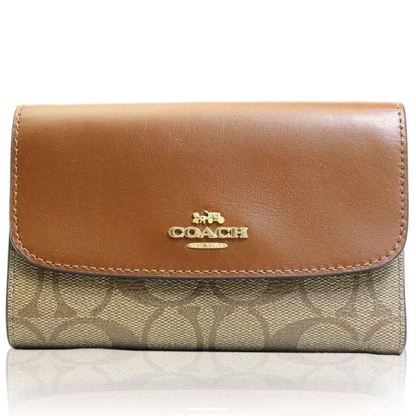 安い購入返品ok 返品交換不可 コーチ Coach 財布 三つ折り財布 セール レディース アウトレット Coach ブランド F カーキ シグネチャー Pvc レザー 本革 F セール
