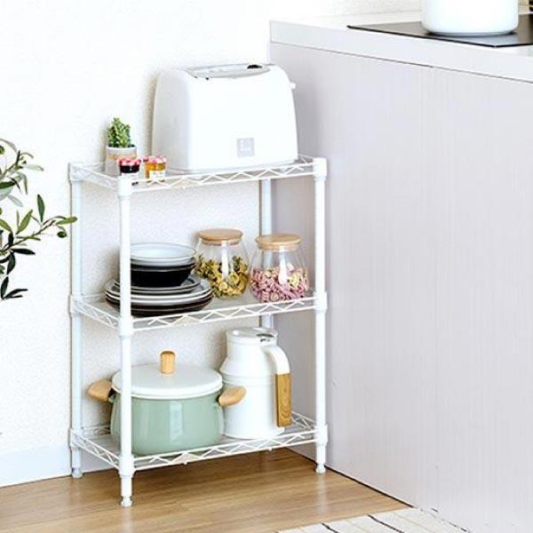 Luminous キッチンラック スリム 幅25cm 3段 ルミナスラテ ホワイト 白