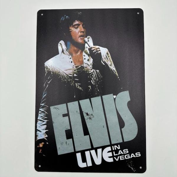 エルヴィスプレスリー ブリキ看板 ライブ ラスベガス ELVIS コンサート 音楽 レトロ