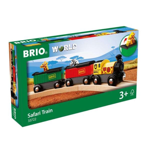 BRIO (ブリオ) WORLD サファリトレイン [3両編成] 対象年齢 3歳~ (電車のおもちゃ 木のレール 機関車) 33722