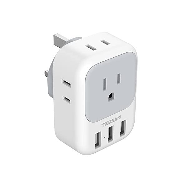 TESSAN 変換プラグ 海外旅行用 BFタイプ 変換器 電源変換アダプター コンセント変換 香港/シンガポール/マレーシア/マカオ/イギリスなどの地
