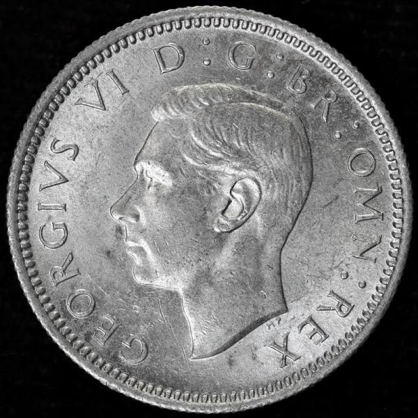 美品　 NGC-MS63 イギリス　ジョージ6世　1945　銀貨 イギリス ジョージ6世 1945年 6ペンス銀貨 : エルズコレクション