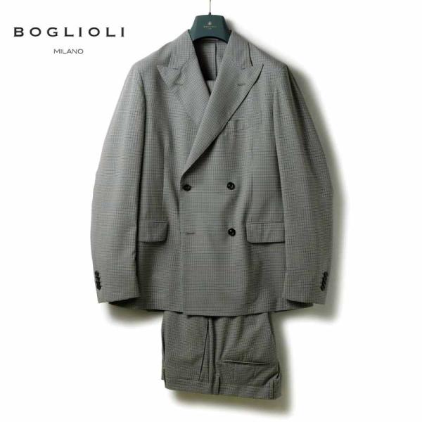 BOGLIOLI（ボリオリ） ウールトロピカルチェック柄4Bダブルスーツ