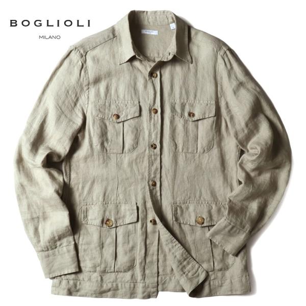 BOGLIOLI（ボリオリ） ガーメントダイリネンヘリンボーンサファリ