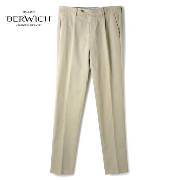 BERWICH / ベルウィッチ コットンストレッチギャバジン1プリーツスリムテーパードパンツ(JMORELLO 1P/CE3002X) （ベージュ）