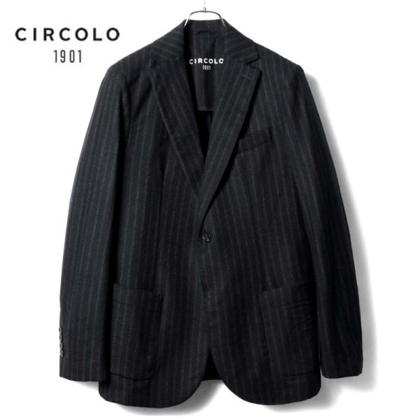 【特価】CIRCOLO1901＊ジャージージャケット（ストライプ） CIRCOLO 1901（チルコロ 1901） ストライプ柄ウールストレッチ