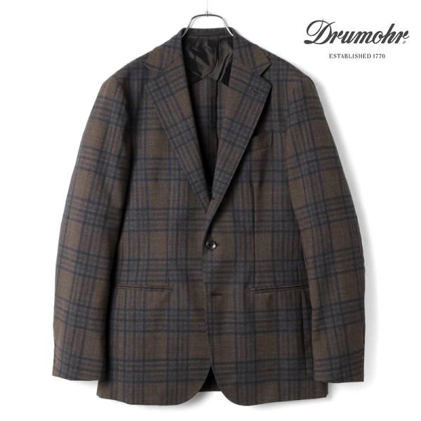 サイズ46 drumohr ウールジャケット ブラウン DRUMOHR（ドルモア） Drumohr / ドルモアチェック柄ウールトロピカル3B