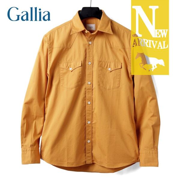 Gallia / ガリア コットンギャバジンレギュラーカラーウエスタンシャツ(SUJEA64) （オレンジ）