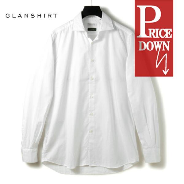 GLANSHIRT / グランシャツ コットンピンポイントオックスフォードワイドカラーシャツ(5XFE00 G6652) （ホワイト）