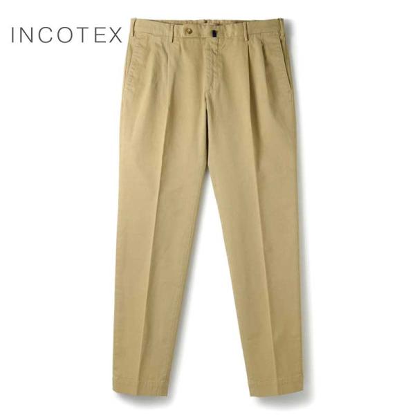 INCOTEX / インコテックス ガーメントダイコットンストレッチギャバジン2プリーツスリムテーパードパンツSLIM FIT(1W0028/4290B) （ベージュ）