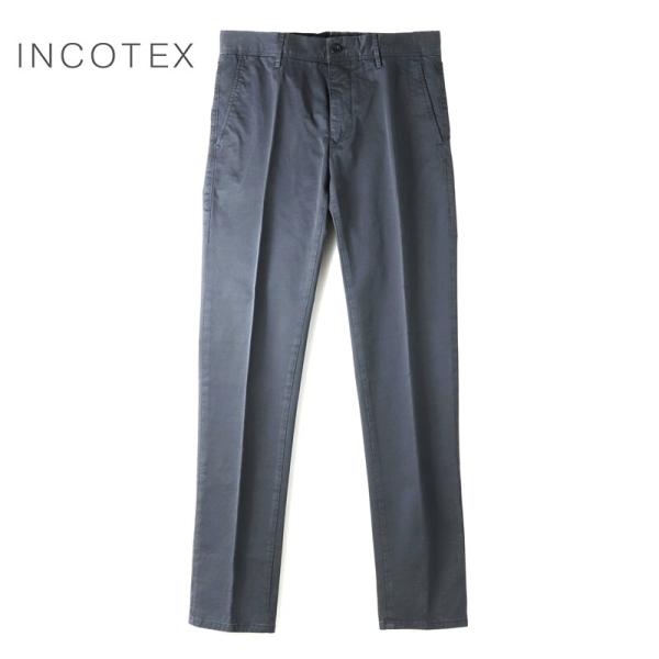 INCOTEX SLACKS / インコテックス スラックス ガーメントダイコットンストレッチギャバジンノープリーツパンツ100型/SLIM FIT(18S100/9664A) （ネイビー）