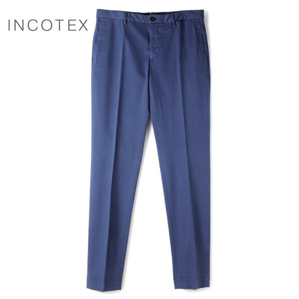 INCOTEX / インコテックス ガーメントダイコットンピーチスキンストレッチツイルテーパードパンツTAPERED FIT(1W0018/4055B) （ダークブルー）