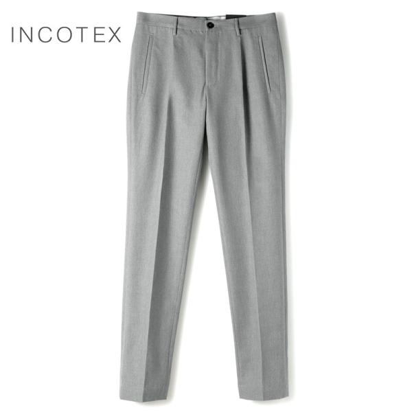 INCOTEX / インコテックス コットンウールサージ1プリーツテーパードパンツ54型/TAPERED FIT(ZX541T/40933) （ライトグレー）