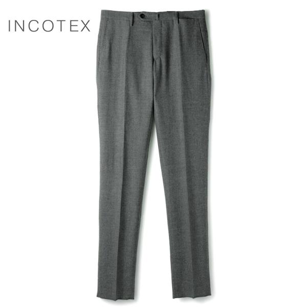 INCOTEX / インコテックス ウールフランネルノープリーツパンツ35型/SLIM FIT(1T0035/1108A) （メランジダークグレー）