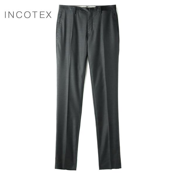 INCOTEX / インコテックス Super150'sウールサージノープリーツパンツ35型/SLIM FIT(1T0035/1499A) （チャコールグレー）