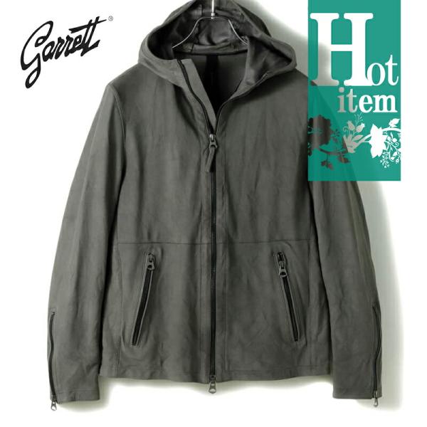 GARRETT / ギャレットヌバックレザーダブルジップフーデッドジャケット