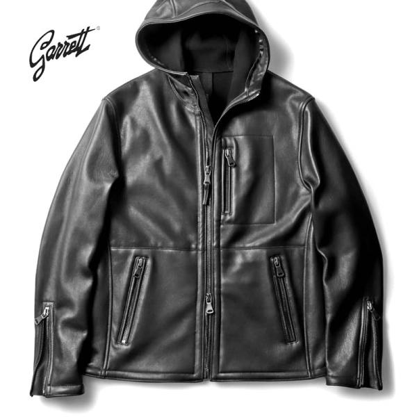 GARRETT（ギャレット） フリース裏地付きラムナッパレザージップ