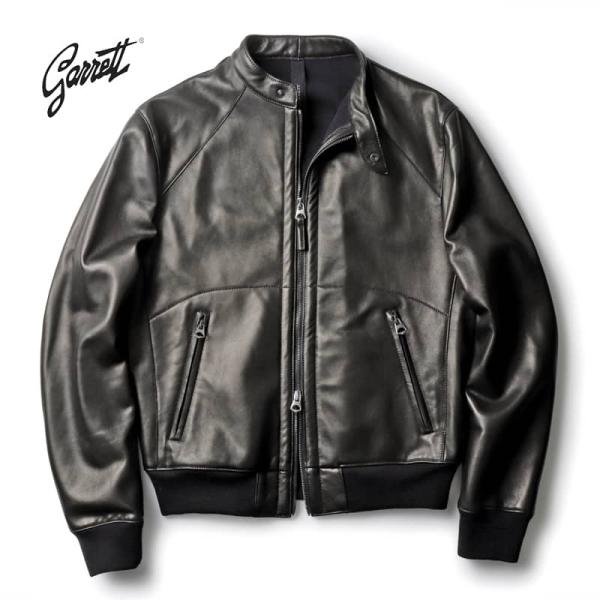 GARRETT / ギャレット フリース裏地付きラムナッパレザースタンド 