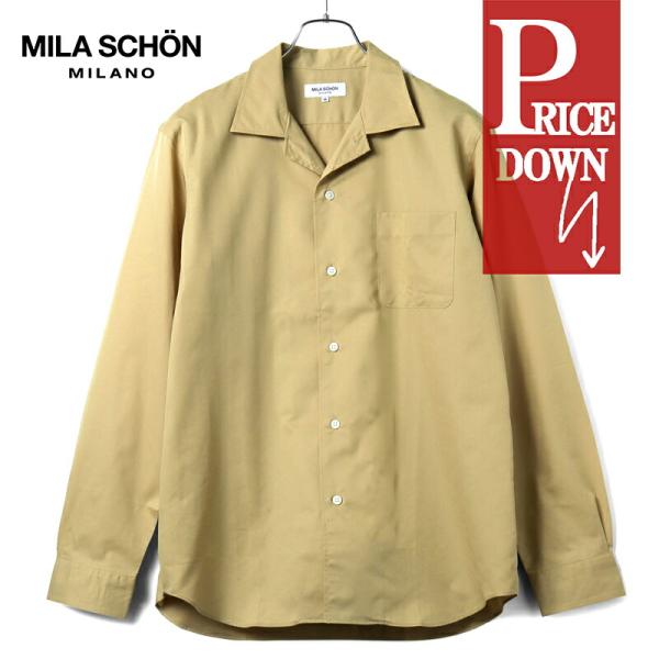 MILA SCHON MILANO / ミラ ショーン ミラノ コットンシルクツイルオープンカラーシャツ(860-740) （ベージュ）