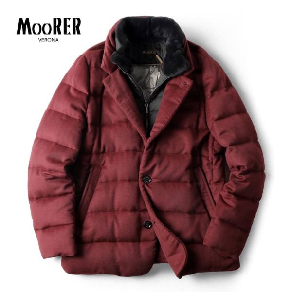 MOORER / ムーレー ベビーカシミヤヘリンボーンフランネルミンクファー 
