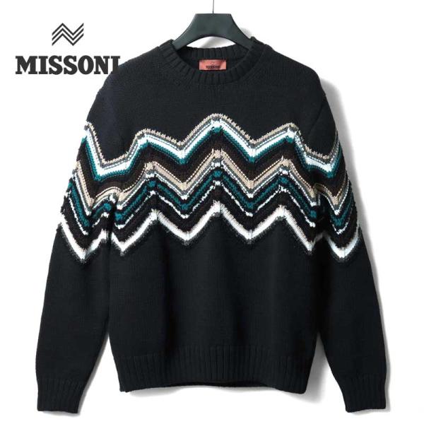 MISSONI（ミッソーニ） ジグザグ柄ジャカードコットンウールクルー