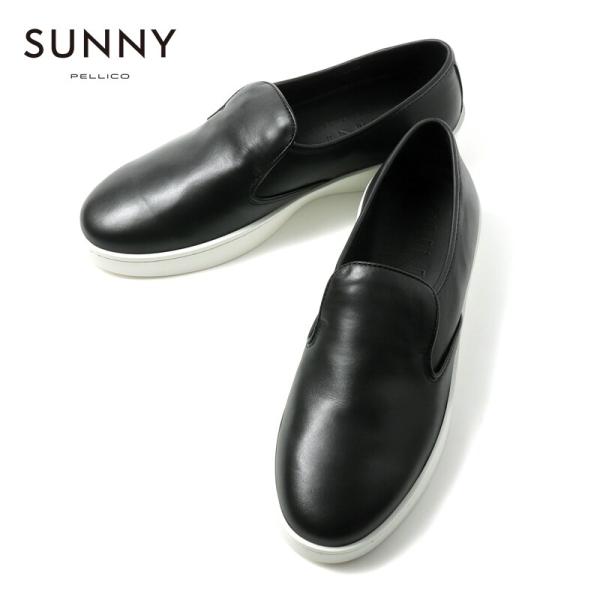 PELLICO SUNNY / ペリーコサニー スムースレザースリッポンスニーカー(M004 LOTUS) （アッパー：ブラック ソール：ホワイト）
