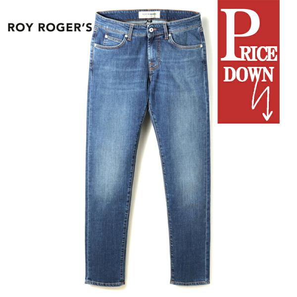 ROY ROGER'S / ロイロジャース コットンストレッチスリムテーパードデニムパンツ(Leonardo JP MAN Denim Elast) （ウォッシュドインディゴブルー）