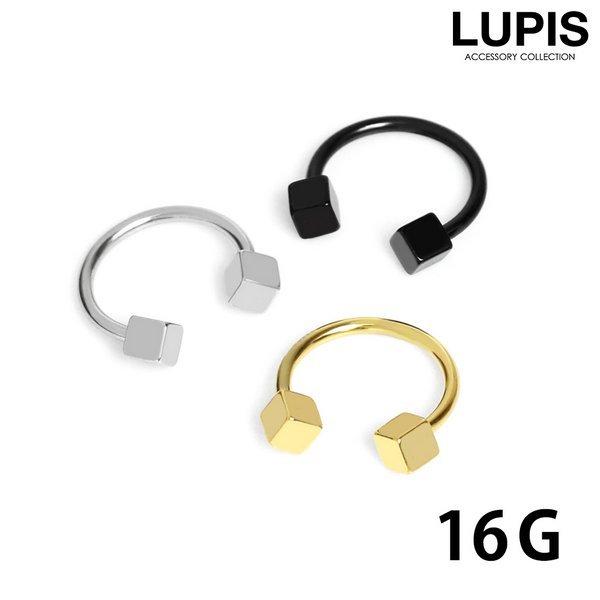 LUPIS ボディピアス 16G サーキュラーバーベル キューブボール