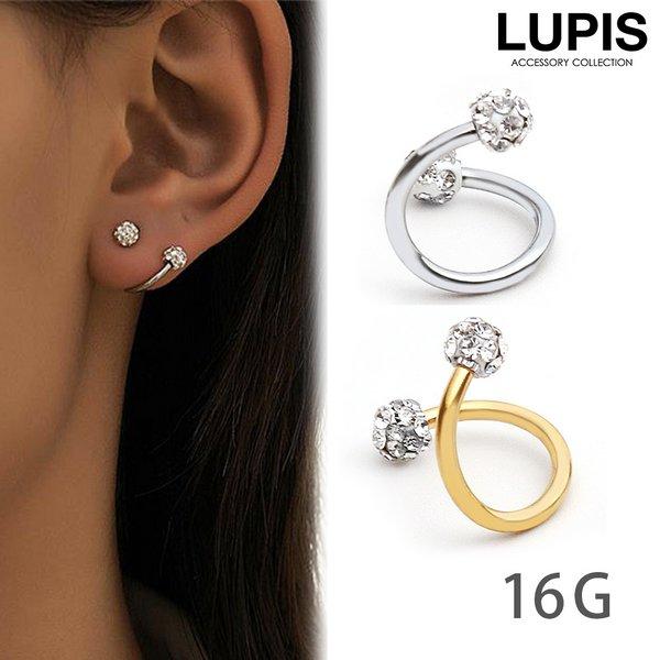 LUPIS（ルピス） ボディピアス スパイラル パヴェ キラキラ 16G 16