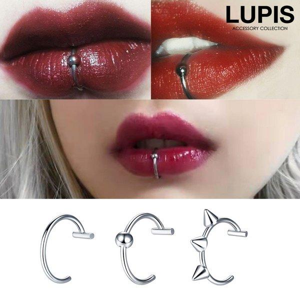 品番 : p0315内径 : 約10mm素材 : 316Lその他 : モニター・撮影環境により実際の商品と色味が異なる場合があります。商品の説明唇に被せるように装着するだけの、フェイクリップピアス。痛みやリスクを気にせず、ボディピアスを楽し...