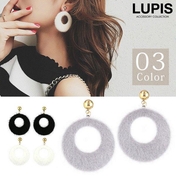 LUPIS（ルピス） ピアス レディース サークル プレート ファー 