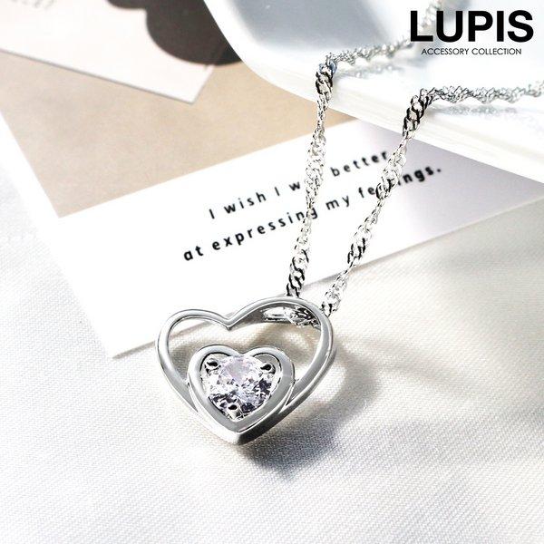 シルバー プラチナルビー ネックレス LUPIS（ルピス） ネックレス レディース オープンハート キュービック