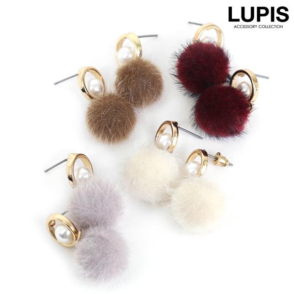 LUPIS（ルピス） ピアス レディース ファー ファーボール パール