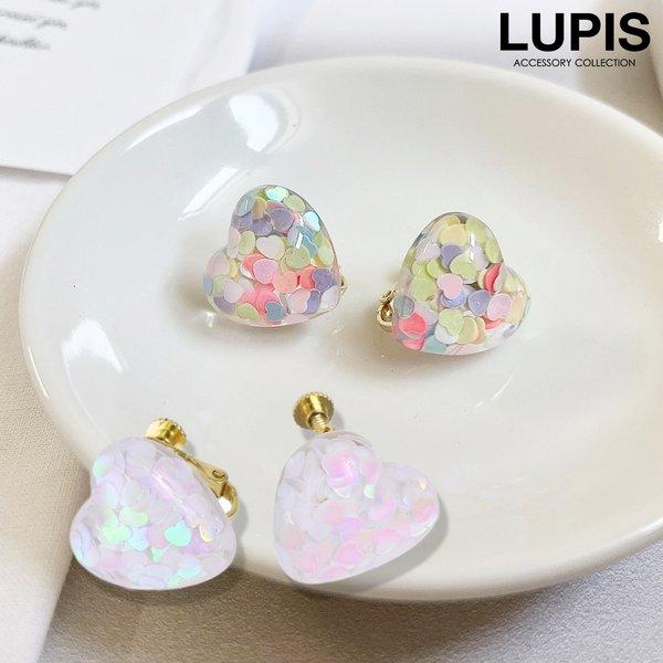 LUPIS イヤリング ハート ホログラム 小さめ おしゃれ 大人 かわいい 