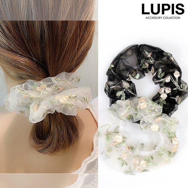 シュシュ ヘアアクセサリー チュール 刺繍 フラワー ボタニカル 透け感 大人 かわいい V1260 Lupis 通販 Yahoo ショッピング