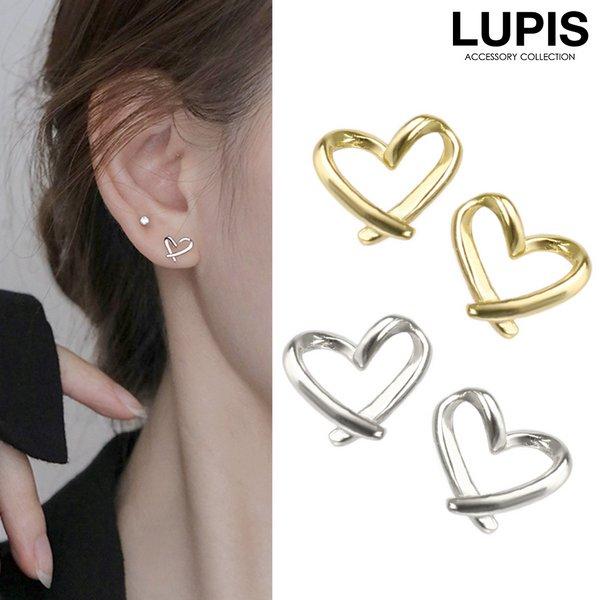 ete ハート型ルビーピアス ゴールドポスト ハート型ゴールドピアス