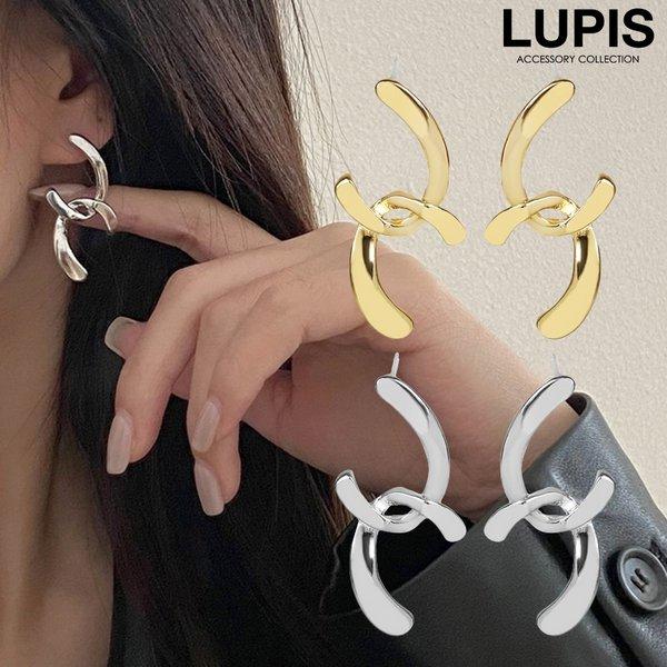 毎日つけたい！結び目ピアス ゴールド LOULOU 公式】LUXENT(ルクセント) メタルラインストーンピアス