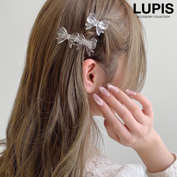 LUPIS（ルピス） ヘアアクセサリー ヘアクリップ リボン クリア 透明