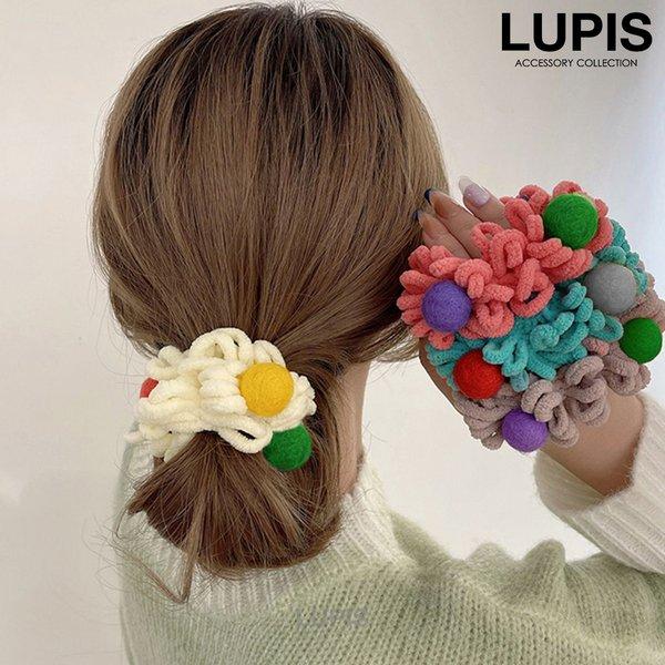 LUPIS ヘアゴム シュシュ ヘアアクセサリー もこもこ もじゃもじゃ