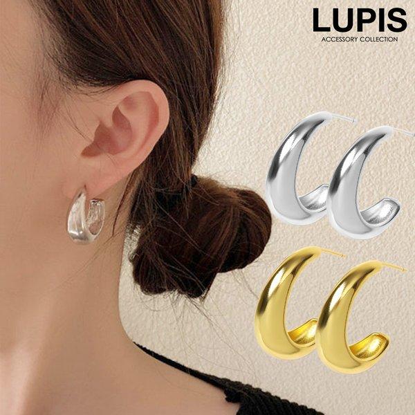 LUPIS ピアス レディース フープピアス メタル ぷっくり ボリューム