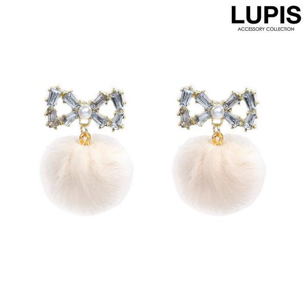 LUPIS ピアス レディース ファー リボン ビジュー 秋冬 ガーリー 