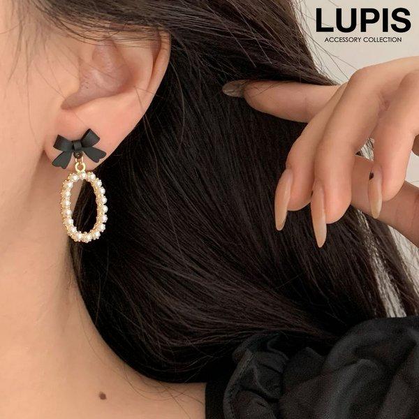 LUPIS（ルピス） ピアス レディース リボン パール オーバル フレンチ
