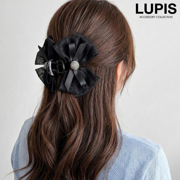 ヘアアクセサリー ヘアクリップ バンスクリップ リボン キラキラ シック 大人っぽ 華やか バレエコア まとめ髪 フォーマル 韓国 韓国っぽ lupis ルピス