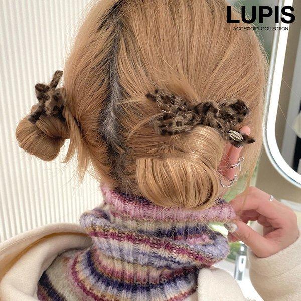 LUPIS（ルピス） ヘアアクセサリー ヘアクリップ リボン レオパード