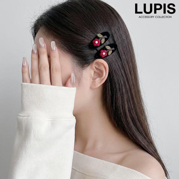 LUPIS（ルピス） ヘアアクセサリー ヘアクリップ ミニ フラワー 刺繍
