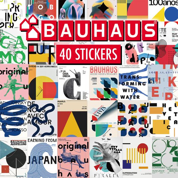 BAUHAUS (バウハウス)のステッカー40枚セット。楽器やパソコン、スーツケース、スケートボードなどに最適！ステッカー個別の縦横寸法はデザインによって異なります。1枚あたり縦横約4-7cmほどの大きさです。【BAUHAUSとは？】バウハ...