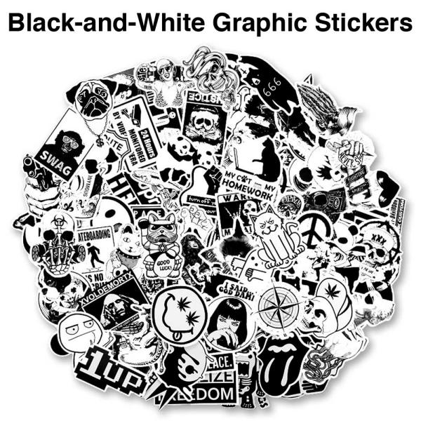 モノクロ グラフィック ステッカー 25枚セット ストリート白黒 音楽 防水 シール PC スーツケースなどに  :blk-wht-sticker-01:LUPO 通販 