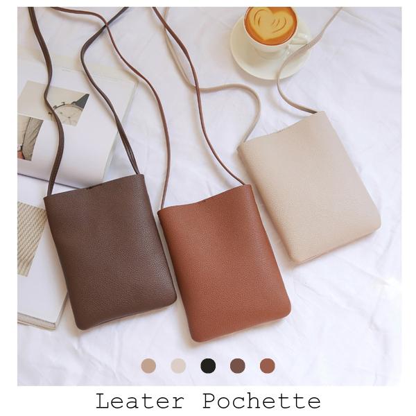 philme leather pochette (レザーポシェット ) ブラウン レザーポシェット 全5色 スマホポーチ サコッシュ 斜めがけ バッグ