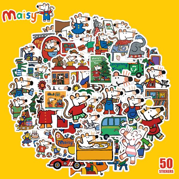 メイシーマウス ( Maisy Mouse ) のステッカー50枚セット。防水加工ですので幅広い用途でご使用頂けます。スーツケースやパソコン、スケートボードなどに最適！ステッカーは1枚ずつ形に合わせて切り抜かれています。デザインごとにサイズ...